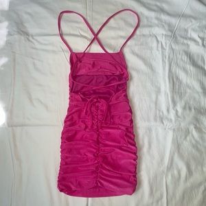 Lucy in the Sky Rhythm Cross Back Bodycon Dress Hot Pink